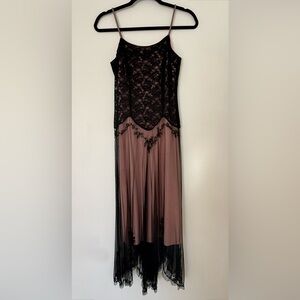 Vintage Newport News Y2K Pink Whimsigoth Lace and Beaded Dress size 4